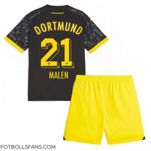 Borussia Dortmund Donyell Malen #21 Replika Bortatröja Barn 2023-24 Kortärmad (+ Korta byxor)